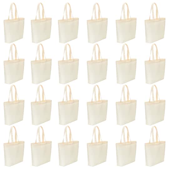 bulk travel tote bags 12 ct Med/Large Canvas Bag with Long Handles 6 W x 4 H Extra Large Heavy Canvas Shopper